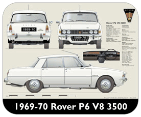 Rover P6 V8 3500 1969-70 Place Mat, Small